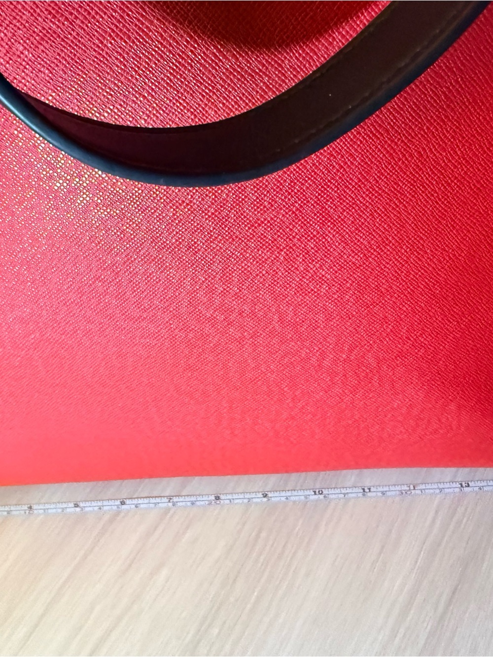 Red Leather Tote Bag with Black Handles - Picture 9 of 13